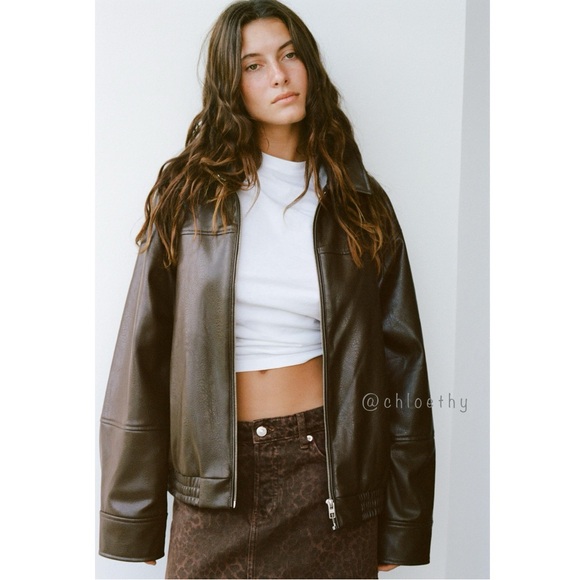 Zara Jackets & Blazers - Zara FAUX LEATHER BOMBER JACKET